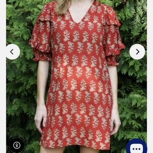 Anna Cate 100% Cotton Dress In Rust Rose Floral Print Made In India Women’s XS